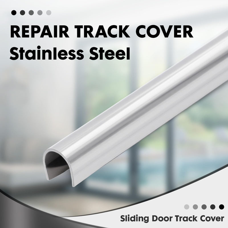 4 Pack Sliding Door Repair Track Cover– Repair Worn or Damaged Sliding Glass Door Tracks and Horizontal Window Tracks, 1/4” x 6’, Stainless Steel