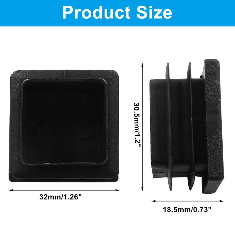 8 Pack 1-1/4" Square Plastic Plugs, Black Tubing End Caps Plugs Insert for Square Tube and Furniture Legs Length: 1-1/4" 8 Pcs