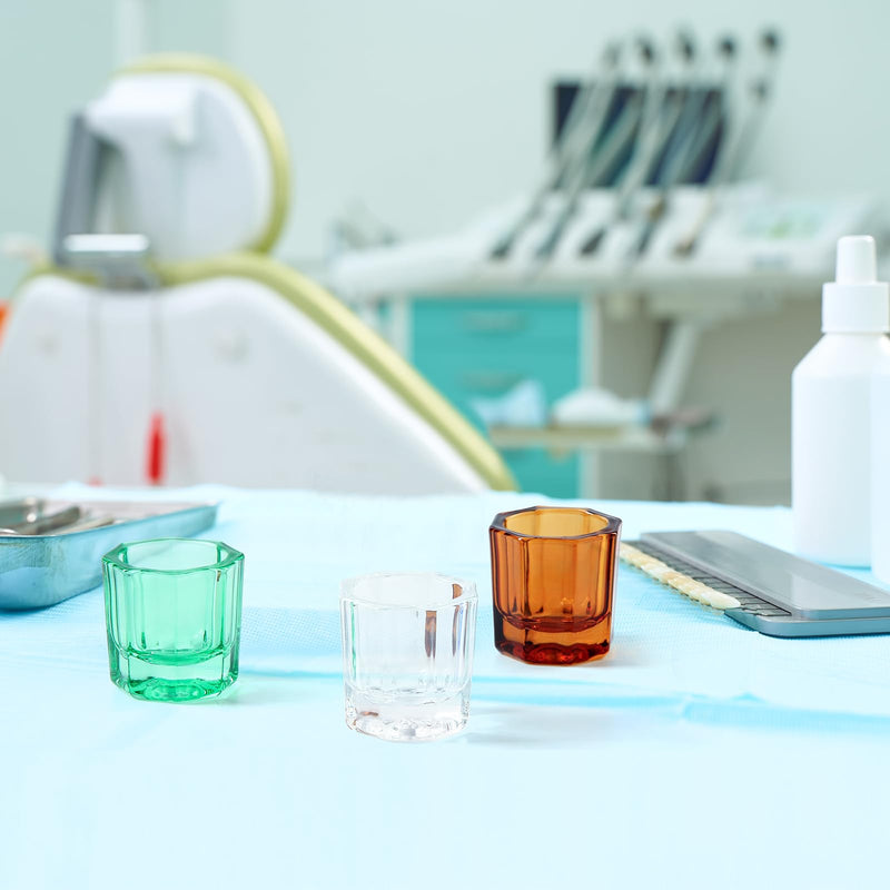 JMU 12 Pck Dental Dappen Dishes, Glass Dappen Dishes for Acrylic Nails Glass Crystal Cups Nails, 1.3" x 1.33", 4 Colors