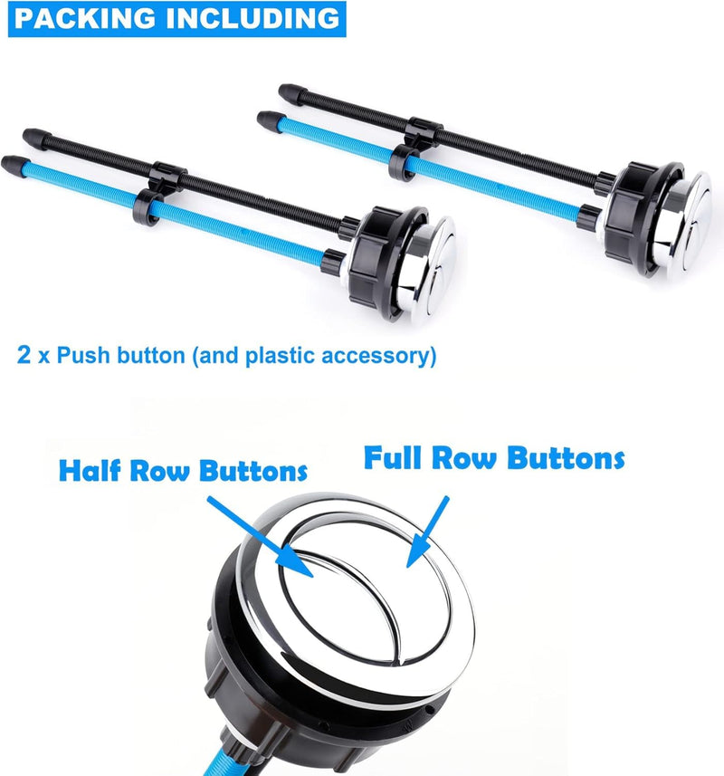 Toilet Tank Button Dual Push Flushing Toilet Button Replacement Toilet Flush Button with Thread 38mm / 1.49Inch Round (Pack of 2) 2 Pack