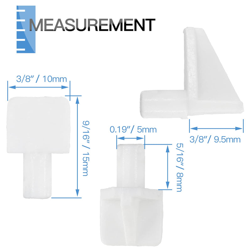 20pcs White Shelf Pegs, 5mm Plastic Shelf Pins Shelf Support Pins, Cabinet Shelf Clips Shelf Holder Pins for Bookcase Cabinets Shelves Cupboard 20 5 x 8mm