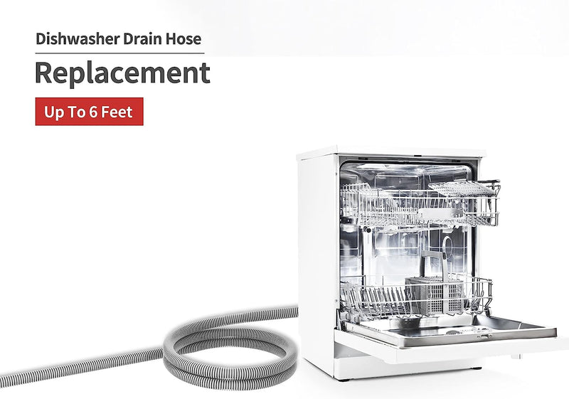 MyLifeUNIT Universal Dishwasher Drain Hose, 10 Ft Dishwasher Discharge Hose Extension, Corrugated and Flexible Dishwasher Hose Drain Replacement with 2 Clamps, Fits 11/16",1" and 1-1/8" 10.0 Feet