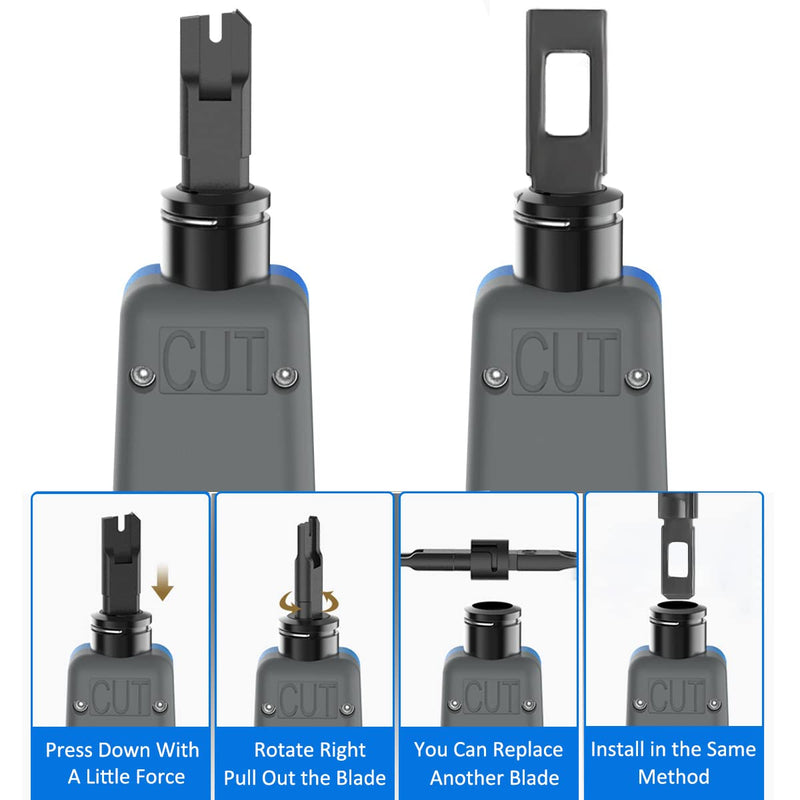 Punch Down Impact Tool with 110 and 66 Blades, Network Wire Cable Cat6/Cat5e Telephone Impact Terminal Insertion Tools