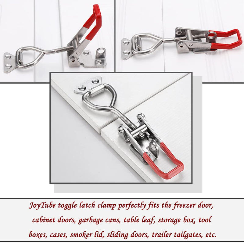 JoyTube Toggle Latch Clamp 4001 with Lock Hole, 304 Stainless Steel Adjustable Heavy Duty Pull Hasp Latches For Smoker Cabinet Tool Box Case Trunk Door, 330Lbs Holding Capacity (2 Pack) 4001-2pcs