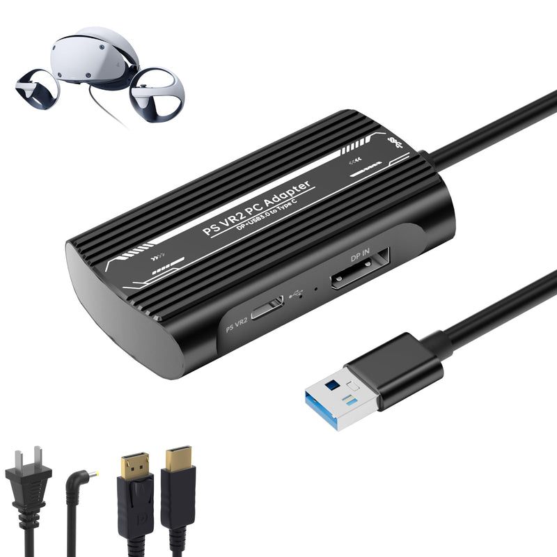 PSVR2 PC Adapter, PSVR 2 PC Accessories Kit Compatible with PlayStation VR2, AR Glasses, Portable Monitor, Includes DP 1.4 Cable and Power Adapter (Black) (red) Black1