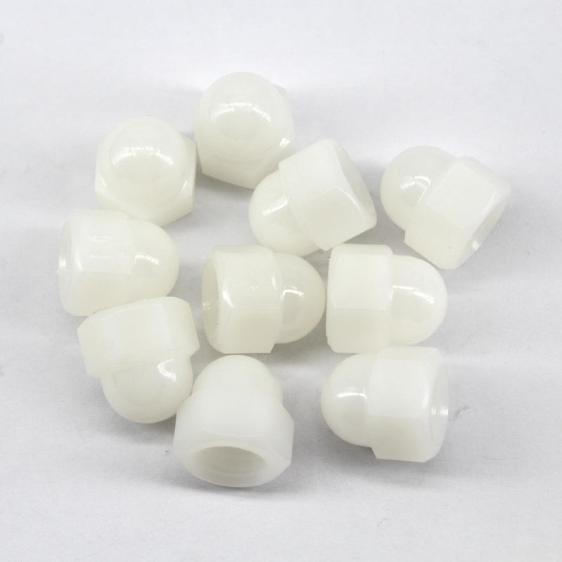(50 Pieces) M6 White Nylon Acorn Cap Nuts Plastic Hex Nut Threaded Dome Nuts