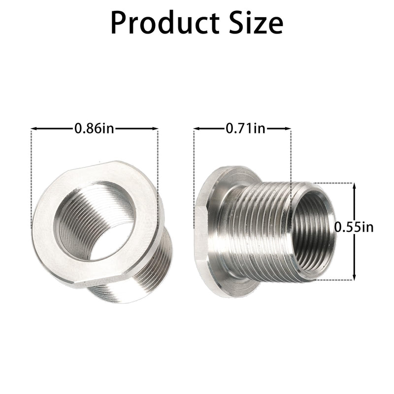 2 Pack Thread Adapters and Washers，1/2x28 to 5/8x24 Stainless Steel Thread Protector with Rubber Washer (Silver) Silver