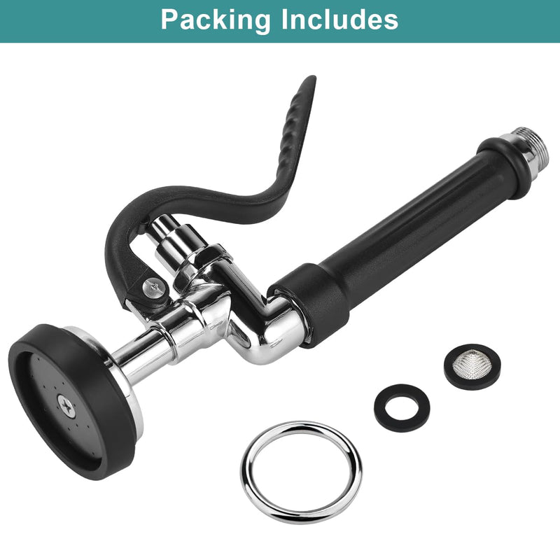 Pre Rinse Sprayer 1.42 GPM High Pressure Commercial Sink Sprayer Head for Restaurant Industrial Faucets, Spray Valve Dish Nozzle Without Handle Fits for T&S Brass Spray Valve Replace B-0107 Black