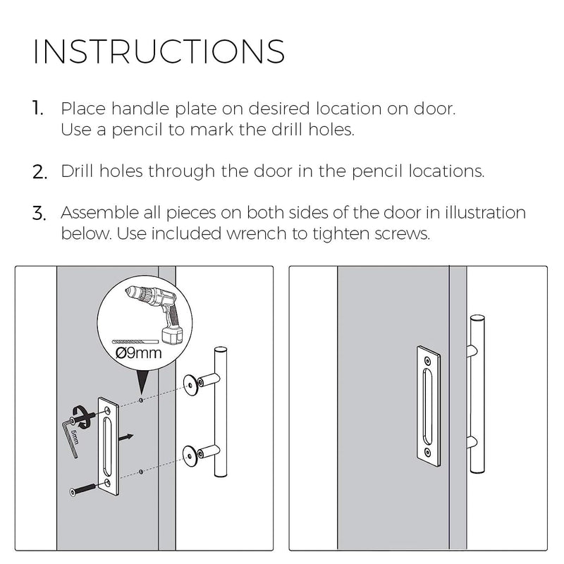 Rio Salto 12-Inch Gold Barn Door Handle Kit with Latch Lock Set Closet Brass Finish Pull Handle Flush Handles Hardware Large Sliding Door Handles 1-Door (Gold - 1Pack w/Lock)