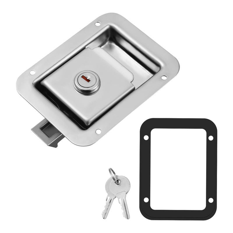WINOMO RV Trailer Door Lock Stainless Steel Locking Paddle Latch Heavy Duty Flush Mount with Key for Toolbox, RV, Camper, Electrical Cabinet, Trailer and Truck Doors