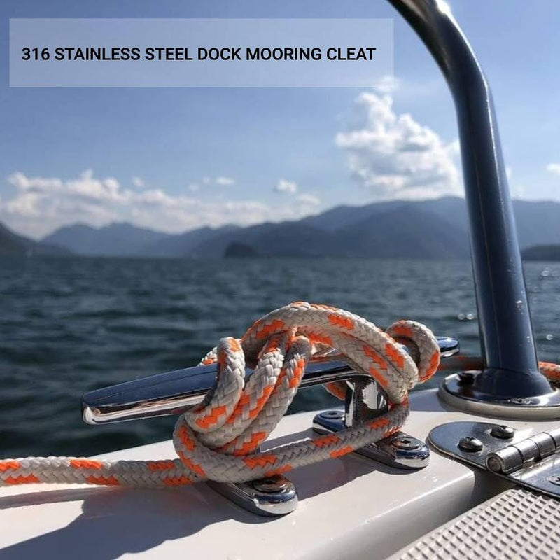 4/5/6/8/10 Inch Boat Cleats Marine Dock Cleats 316 Stainless Steel Open Base Cleats for Boat Kayak Mooring and Home Decor of 2 Pcs 6 inch
