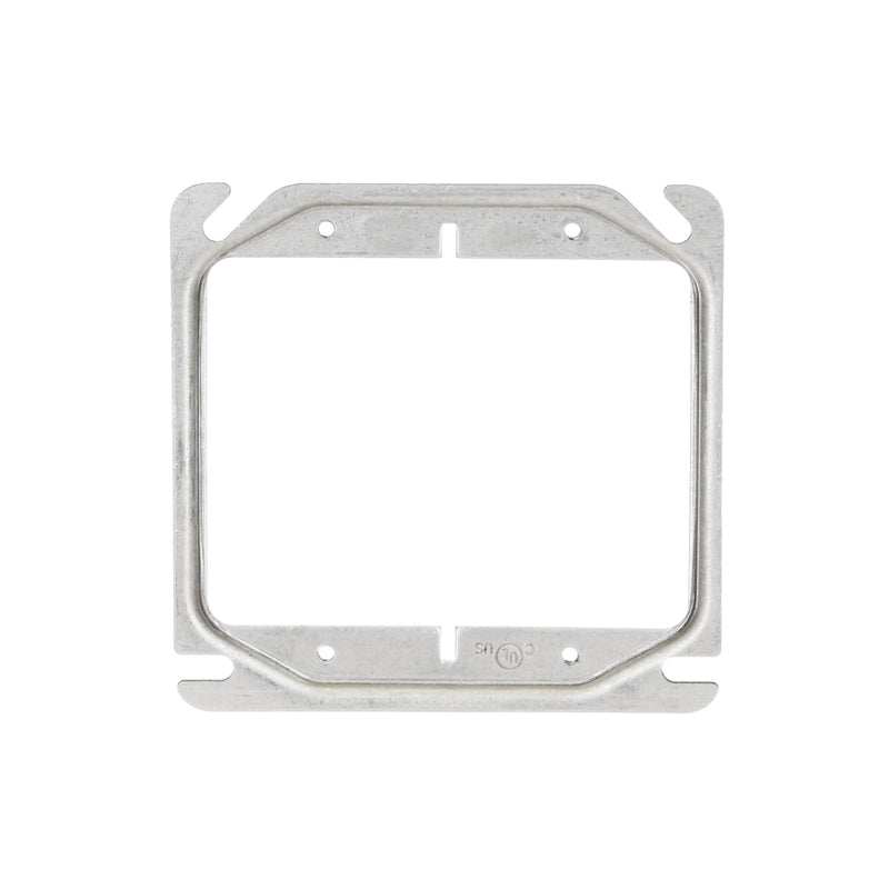 Hubbell-Raco 777 Raised 1/4-Inch, 4-Inch Square Mud-Ring for 2 Devices Gray