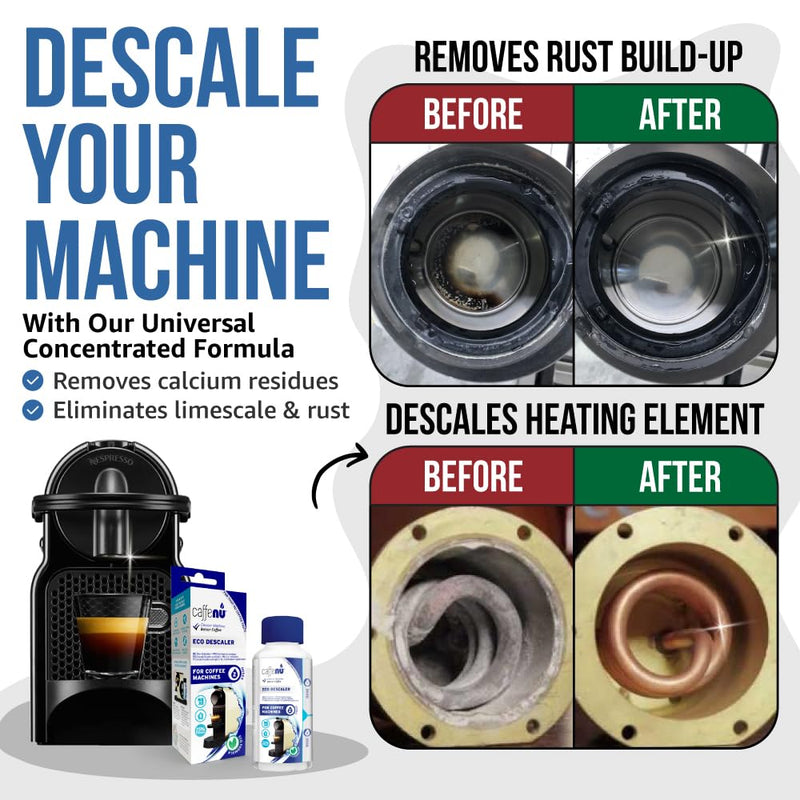 Caffenu Complete Coffee Machine Care Bundle - Descaling Solution & Cleaning Pods Set