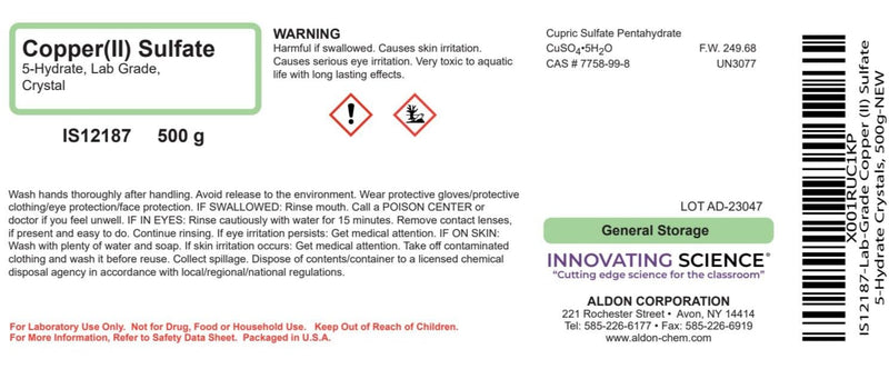 ALDON Innovating Science Lab-Grade Copper (II) Sulfate 5-Hydrate Crystals, 500g - The Curated Chemical Collection