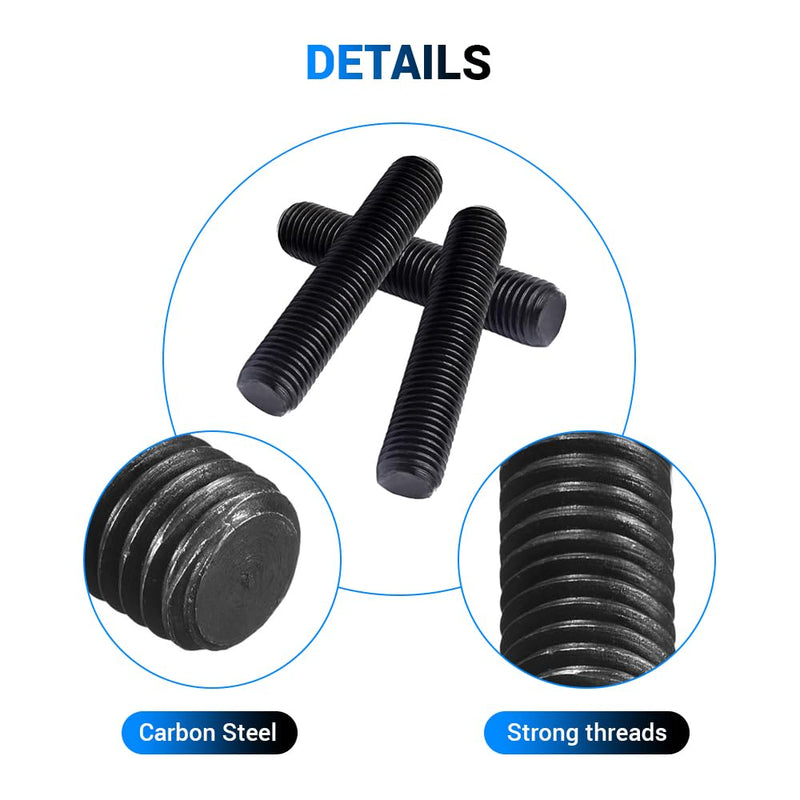 30pcs M8*80mm Fully Threaded Stud, Grade 8.8 Alloy Steel Black Oxide Finish Long Threaded Rod Bar for Furniture Mounting Assembly Fastening M8*80