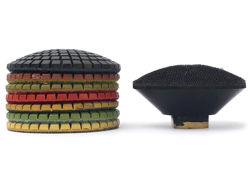Z-LION 3" Diamond Convex Polishing Pad with 5/8"-11 Thread Backer Pad Convex Disc for Marble Granite 3 inch 8