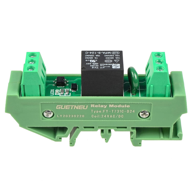 Relay Board, Relay Module 1 Channel 1 SPDT DIN Rail Mount 24V DC/AC, Interface Board(FY-T731C-D24)
