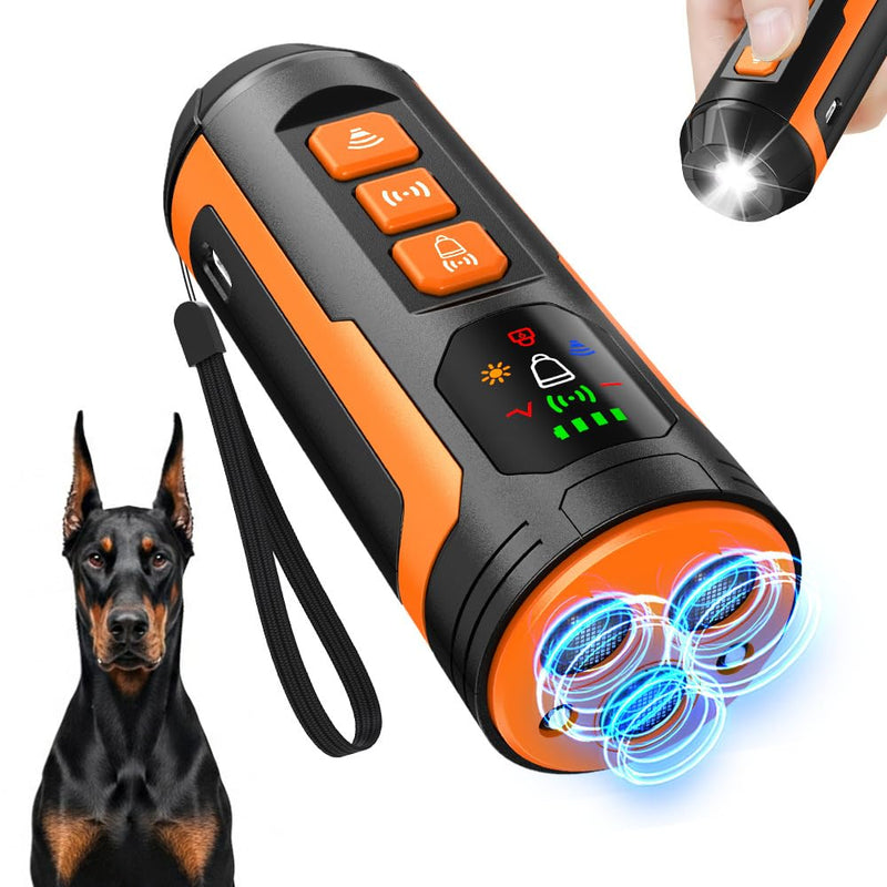 Dog Deterrent Device, Anti Barking Device with 4 Modes (Beep, Ultrasonic, Flashlight, Ultrasonic+Flash), Safe Humane Bark Deterrent for Small Medium Large Dogs, Black