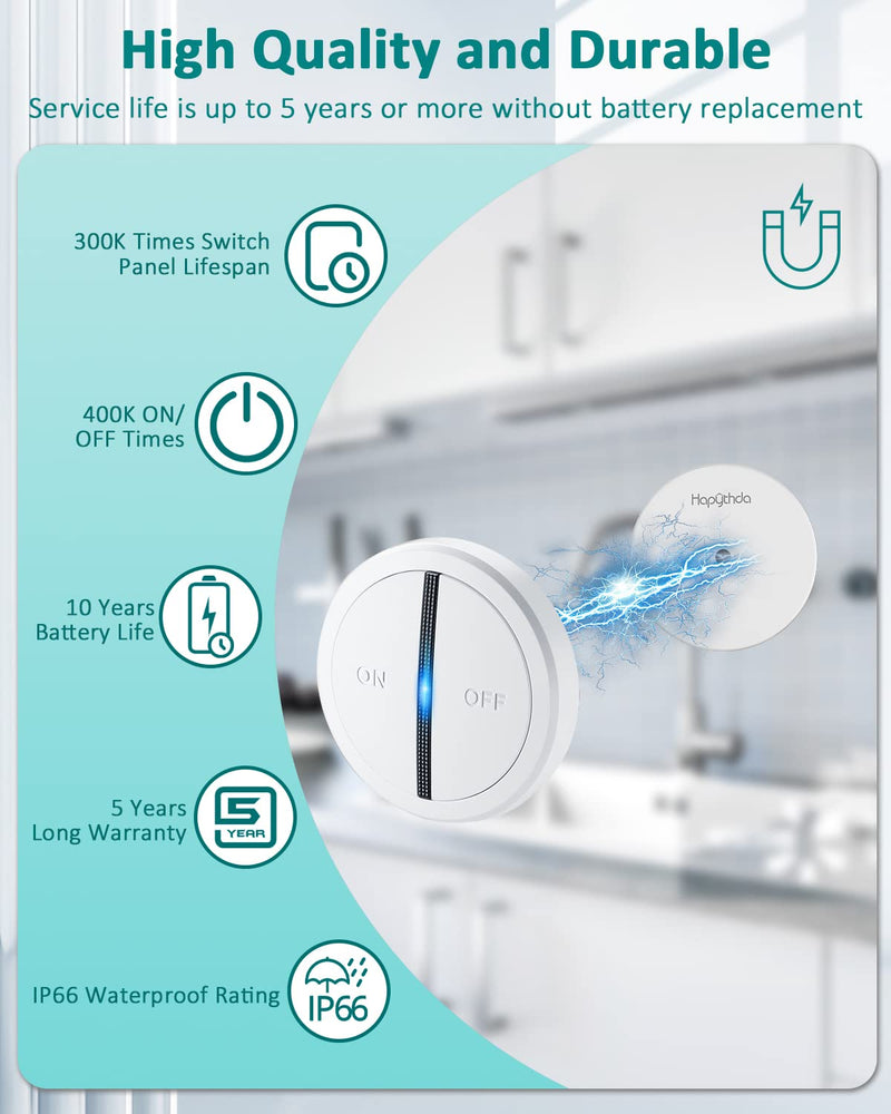 Garbage Disposal Wireless Switch Kit, Remote Control Outlet, No Drilling On Sink Top, Wireless Switch Button Kit for Waste Disposal, 15A/1500W with 4000V Anti-Surge, 500 Feet RF Range
