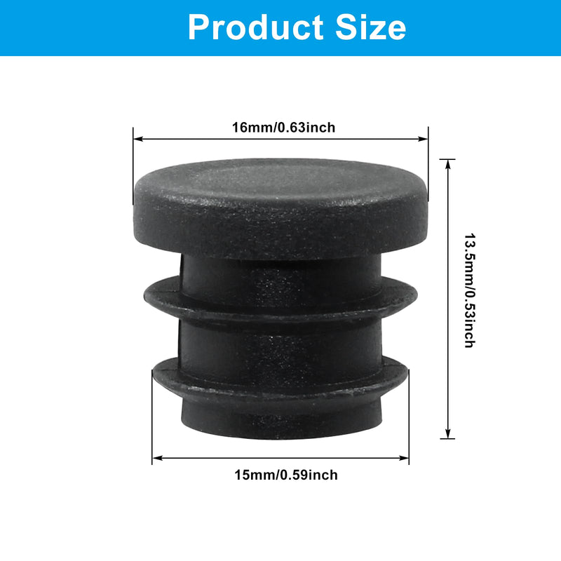 40 Pack 5/8" Round Plastic Plug, Furniture Pipe Tube Cover Insert Tubing End Caps for Round Tubing Post, Pipe Post, Chairs (Black) 40 Pack 5/8 Inch