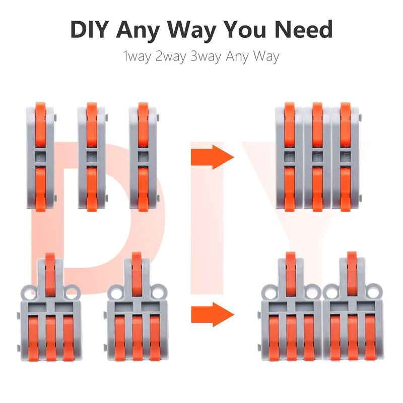 40PCS Lever Wire Connector,1 in i Out-1 in 5 Out Wire Splitter,Compact Wire Connectors Splicing Connectors for Circuit Inline 28-12 AWG