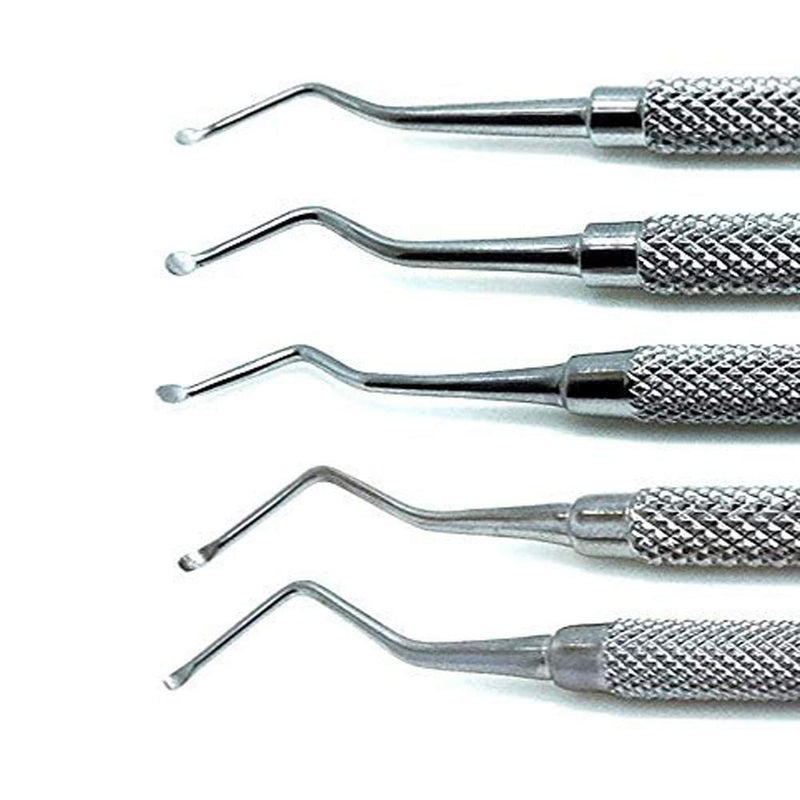 5 Pcs Superior Dental Excavator Spoons 1.2mm, 1.4mm, 1.8mm, 2mm, 2.5mm Instrument