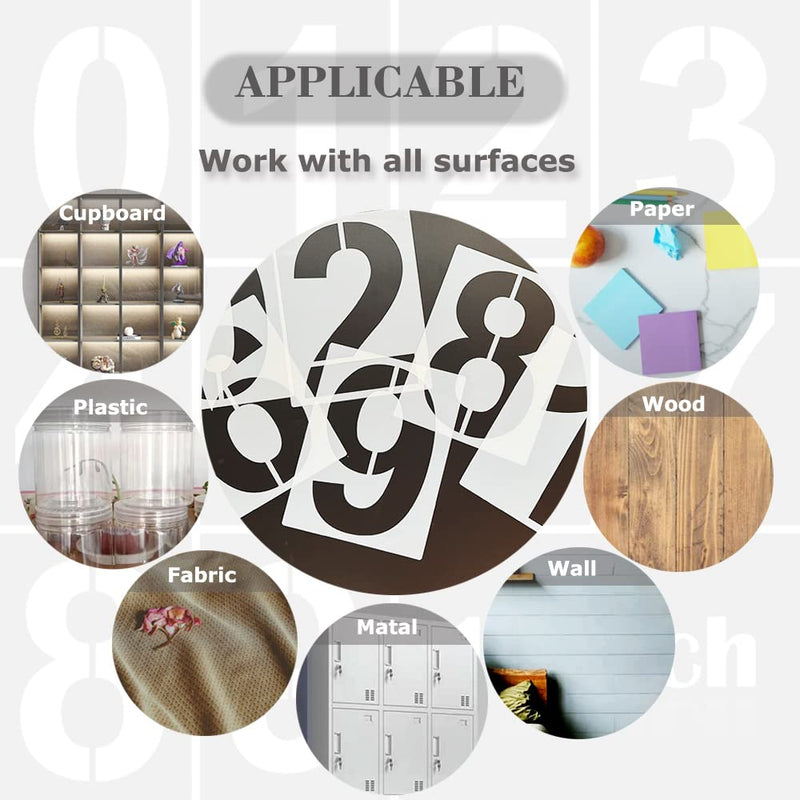 8 Inch Large Number Stencils Kit 0-9 Address Number Stencil Set Reusable Plastic Number Painting Templates Stencils for Address Number Mailbox Signs Road Parking Lot Door Trucks Painting Stencils 8 Inch