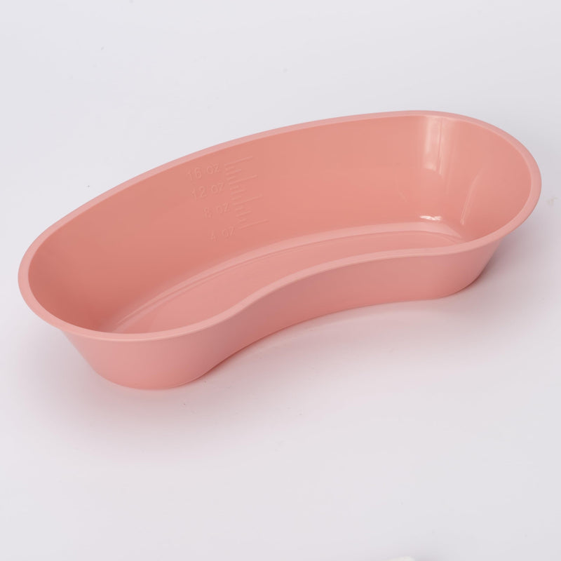 Emesis Basin Kidney Plastic Mauve 16oz - Reusable Plastic Kidney-Shaped, Mauve Color, 16oz Volume, 8-1/2" Primary Length, Disposable, 25/Box