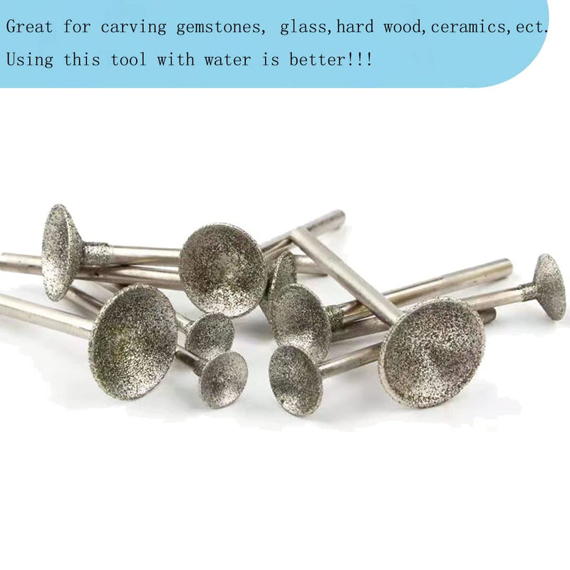 Bowl Shape Diamond Burr - 3/32'' Shank Diamond Burs Wire Rounder Bits fits Rotary Tool (Pack of 13)