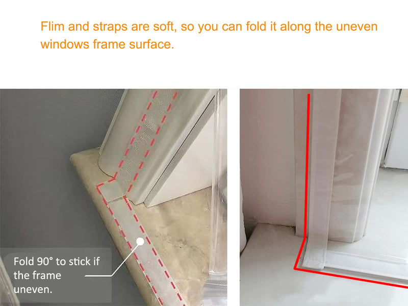 Adjustable Window Insulation Kit 47inX63in(120X160cm) for Winter Keep Cold Out,cuttable Transparent Film 180㎛ Thickness,Easy to Open for Ventilation,Reusable Plastic Window wrap 47"X63" (120X160cm)