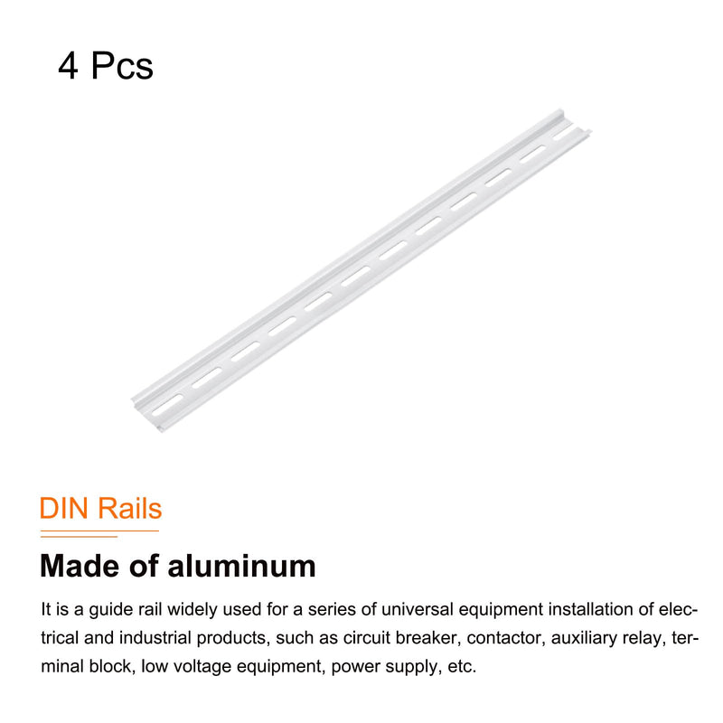 MECCANIXITY DIN Rail Slotted Aluminum Mounting Guide 15 Inch x 1.4 Inch x 0.3 Inch for Equipment Installation Pack of 4 Pcs
