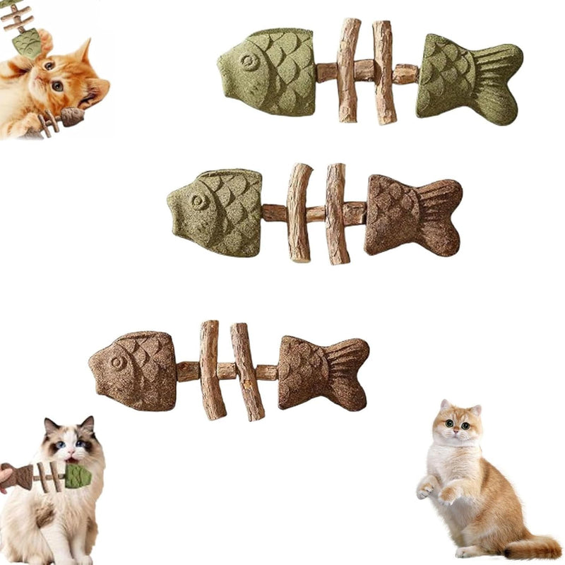 Creative Fish Bone cat Toy, cat Teeth Cleaning, cat Mint Chewing Stick Toy, Scratch Resistance, Three Flavors (Three Pieces)