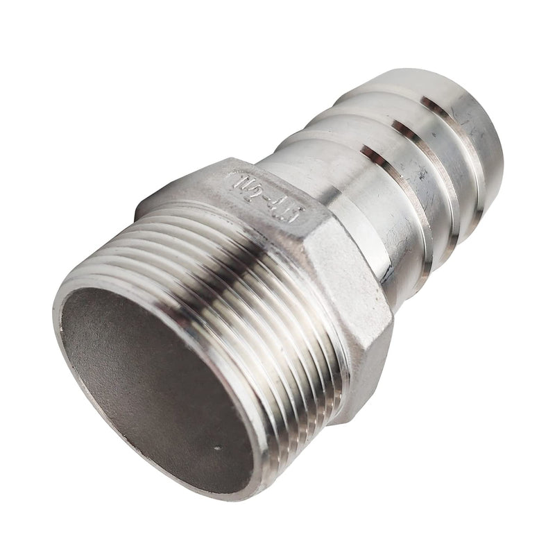 1-1/2"(40mm) Hose Barb to 1-1/2" NPT Male Threaded- Stainless Steel Hose Fitting Connector Adapter Pipe Fitting Pack of 2 1-1/2" Barb x 1-1/2" NPT Male