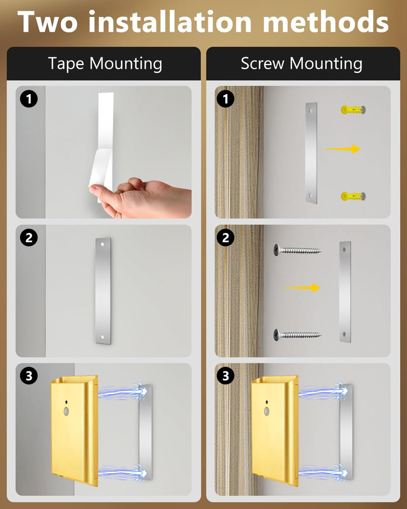 Rechargeable Motion Sensor Wall Sconce Set of 2 – 5000mAh Wireless Battery Operated Wall Light Indoor,3 Colors Up/Down Lighting Magnetic Night Light with Remote Control for Bedroom,Hallway (Gold) Gold 2 Pack
