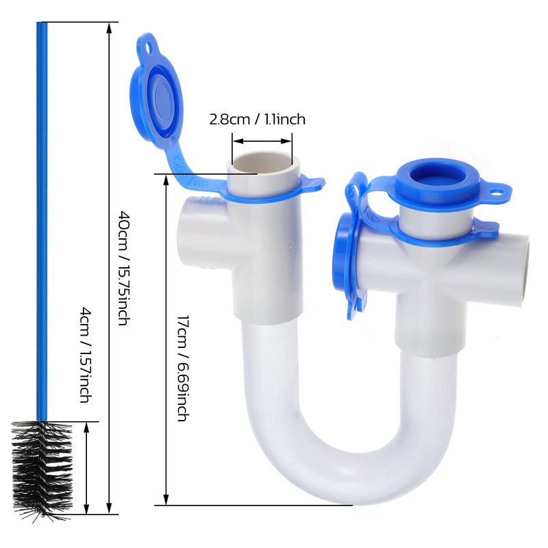 4Pack 3/4" Standard Condensate Trap with 19" Cleaning Brush PVC Transparent U Trap for HVAC Systems, Air Conditioner, Effectively Drains Condensate
