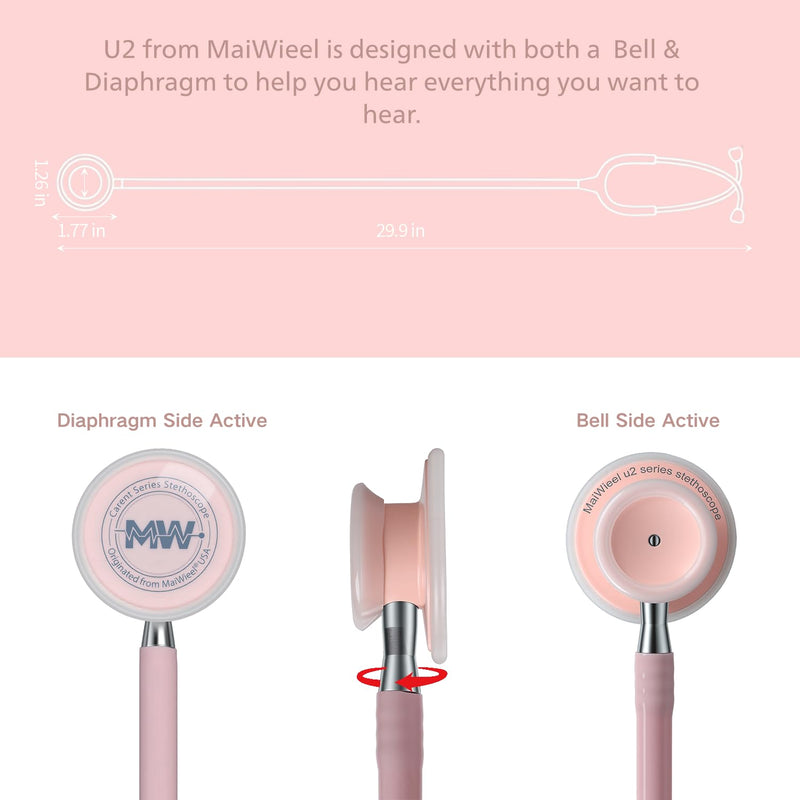 Lightweight Stethoscope Dual Head Stethoscope for Nurses,Doctors Students, Home Health Use (Pink) Pink