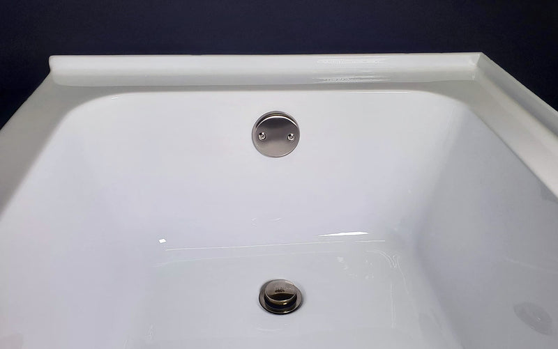 Westbrass A593244-07 14" x 1-1/2" White Tubular Bathtub Waste & Overflow Assembly with Tip-Toe Drain Plug and 2-Hole Faceplate, Satin Nickel 1 Pack