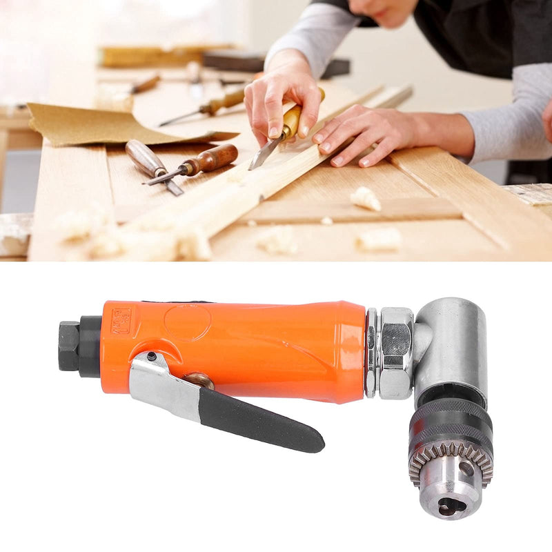 Air Right Angle Drilling Machine, Powerful Pneumatic Drill 90° 1/4 Elbow Head Manual Tool 0.6-0.8MPA 1500rpm with Wrench Air Drill Pneumatic Tool for Narrow Spaces, Furniture(American)