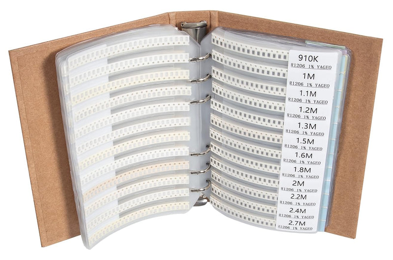 SMD 1206 Resistors, Capacitors, Transistors and Electronic Components Assortment Kit SMT Book - 5435 pcs