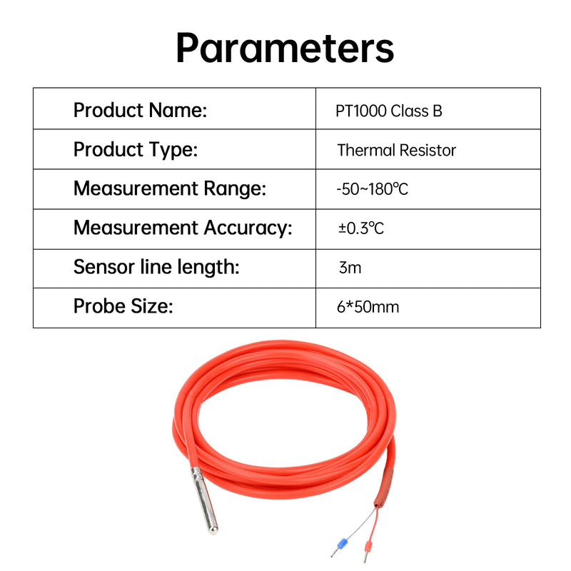 Diymore 2PCS 3M PT1000 Thermal Resistor,3M Silicone Cable,Stainless Steel Probe, -122℉~356℉ Temperature Sensor, High-Precision Platinum Resistance Thermometer for Industrial and Laboratory Measurement 2 PCS 3M PT1001