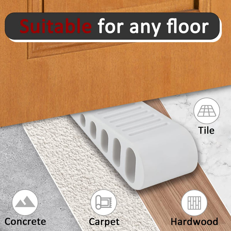 JQK Rubber Door Stopper Wedge, White 2 Pack Soft TPR Premium Door Stops for Bottom of Heavy Duty Door on Tile, Concrete, Carpet, Wooden Floor, DSB61-WH-P2 - NewNest Australia