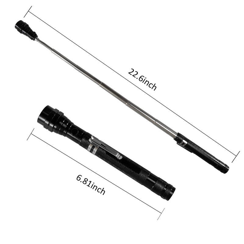 Magnetic Flashlight Gifts for Men Stocking Stuffers for Men Adults Pickup Tool Valentines Day Gifts for Him Husband Cool Telescoping Gadgets with LED Fathers Day Dad Gifts from Wife Daughter Son Black