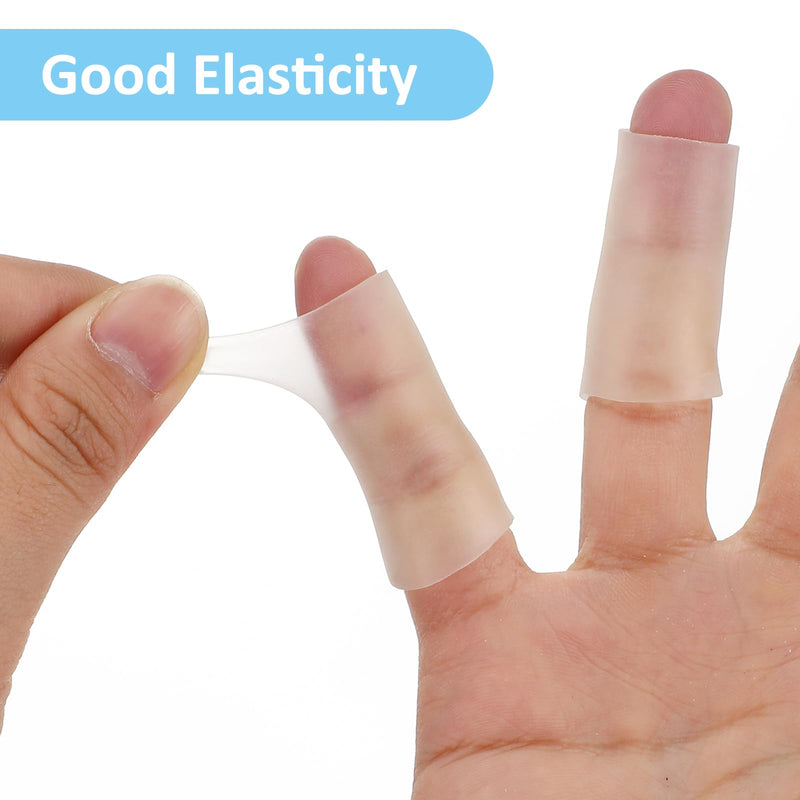 Gel Finger Cots, 10 PCS Gel Finger Protectors Finger Caps Silicone Fingertips Protection Finger Protector Support, Finger Sleeves Thumb Protection for Hand Eczema, Finger Cracking Arthritis(Clear) Clear