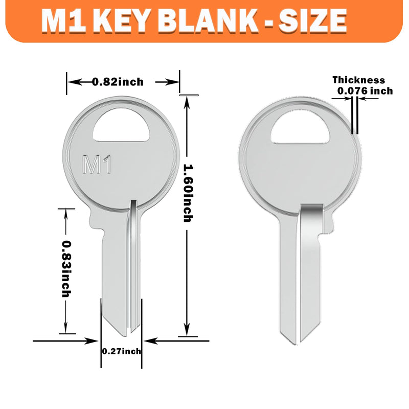 50Pcs Key Blanks Assortment, Uncut Key Blanks KW1 SC1 M1 Blank Keys for Home and Professional Use Nickel