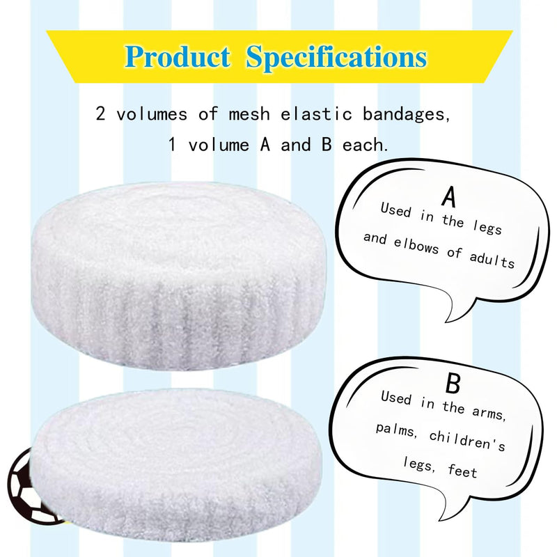 2 Roll Tubular Bandage, Stretch Dressing Retainer Tubular Webbing, Tubular Gauze Stockinette Tubing for Legs, Stretch Netting for Wound Care Without The Use of Adhesive Tape (2 Sizes) White