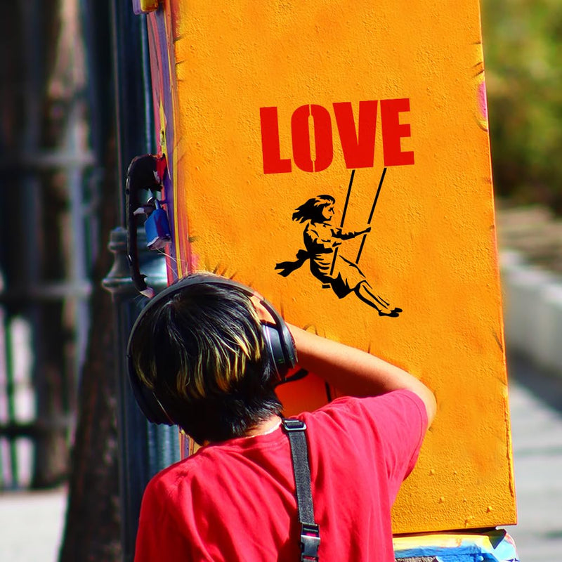 FINGERINSPIRE 9 pcs Banksy Painting Stencil 8.3x11.7inch Reusable Banksy Girl Boy Chimpanzee Pattern Drawing Template Life is Beautiful Decoration Stencil for Painting on Wood Wall Fabric Furniture - NewNest Australia