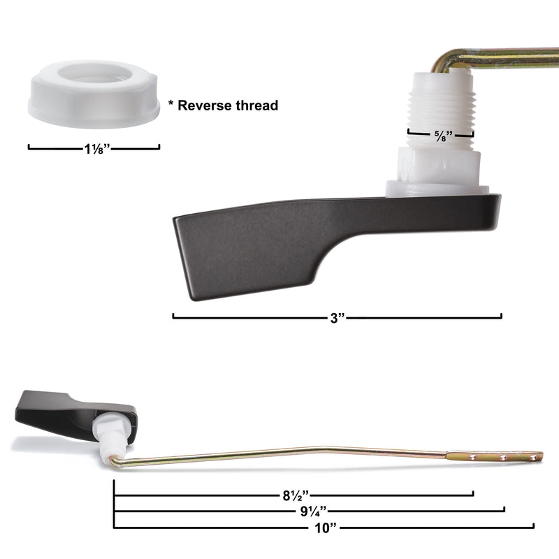 Qualihome Mansfield Toilet Handle Replacement Black, Front Mount Toilet Tank Lever Flush Handle (Black/Bronze) Black / Bronze