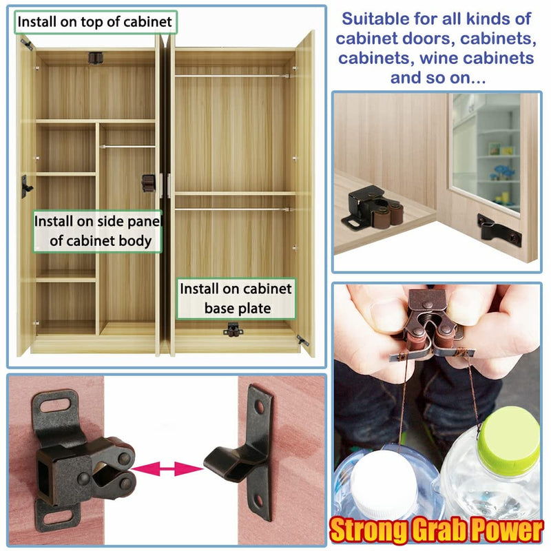 Alise Cabinet Door Latch,Cupboard Closet Doors Catch Closer Double Ball Roller Latches,Cold Rolled Steel Oil-Rubbed Bronze Copper CA1000-12P(Pack of 12) Oil Rubbed Bronze