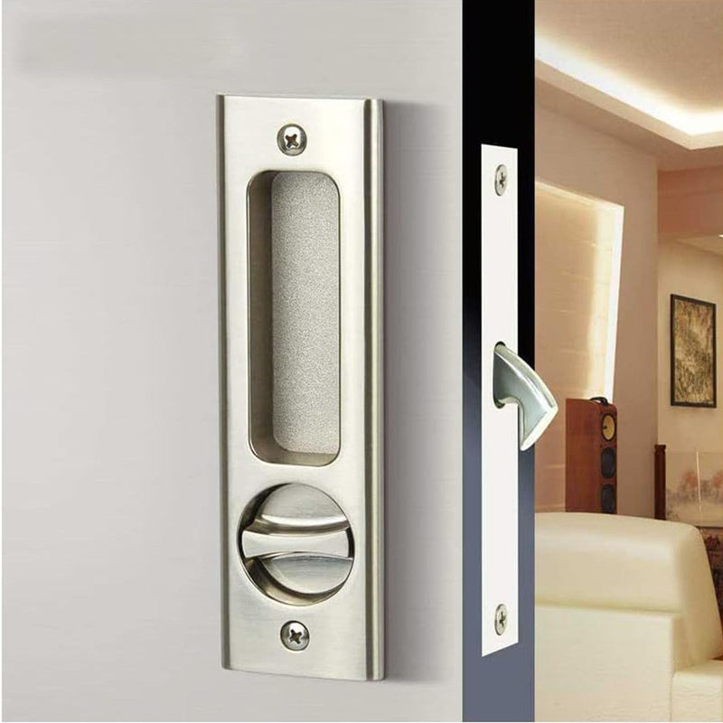 6.3' Privacy Pocket Door Lock Hardware with Double Barn Door Lock, Silver