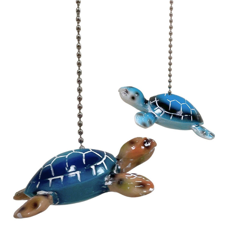BestGiftEver Ceiling Fan and Light Fixtures Pull Chain Extender with Decorative Sea Turtle Duo Accents - Nautical Pull Chain Ornament for Coastal Decor and Marine Life Enthusiasts (Set of 2)
